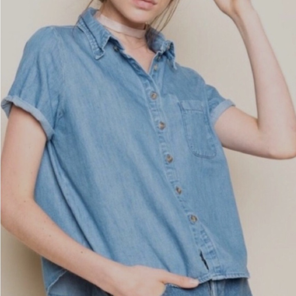 Brandy Melville Light Blue Denim Top